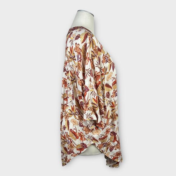 Cato Kimono Topper Bohemian Fall Orange Brown Cover up 18/20W - Picture 2 of 8